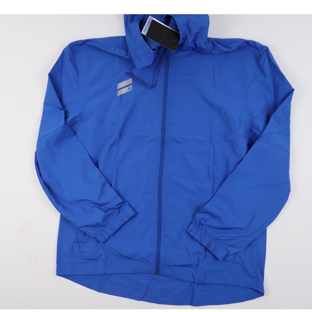 Hurley Windbreaker Exist Brushed Poly Full Zip Blue Solid L NWT 60